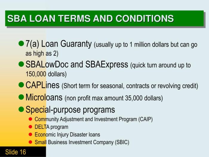 Loan terms conditions sba lending commercial slideserve presentation